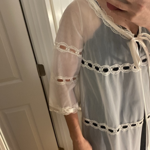 Vintage lingerie lace robe white see-through women’s small - Picture 5 of 10